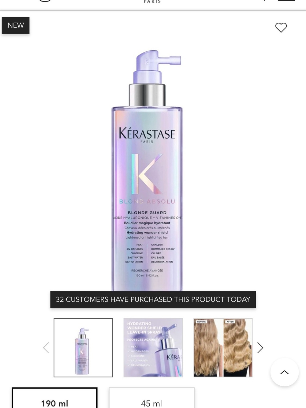 Kerastase Blonde Absolu Hydrating Leave-In Spray - Iridescent Purple Bottle